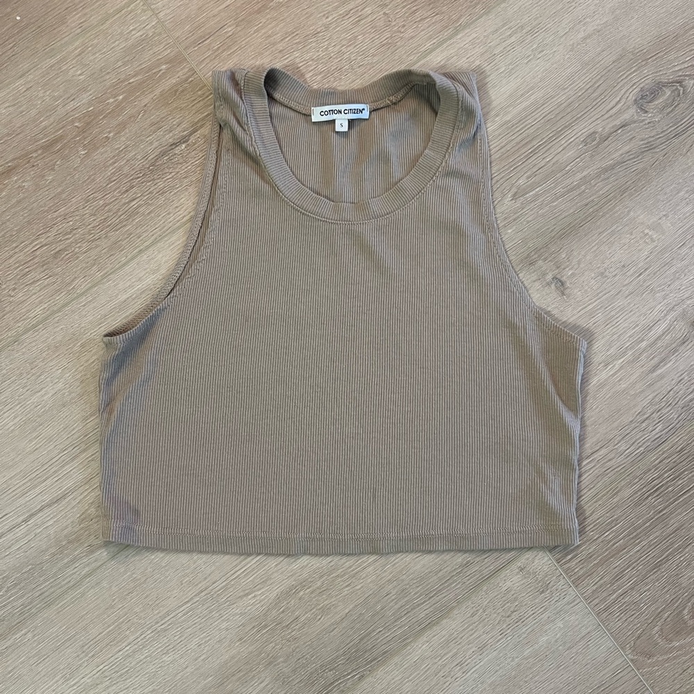 Cotton Citizen Light Brown Venice Crop Tank Top